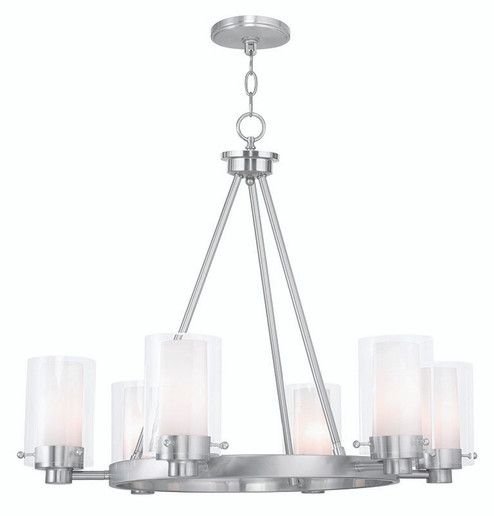 Mid. Chandeliers Glass Up by Livex Lighting ( 107 | 50676-91 Manhattan ) 