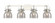 Bathroom Fixtures Four Lights by Innovations ( 405 | 423-4W-PN-G412-6SM Downtown Urban ) 