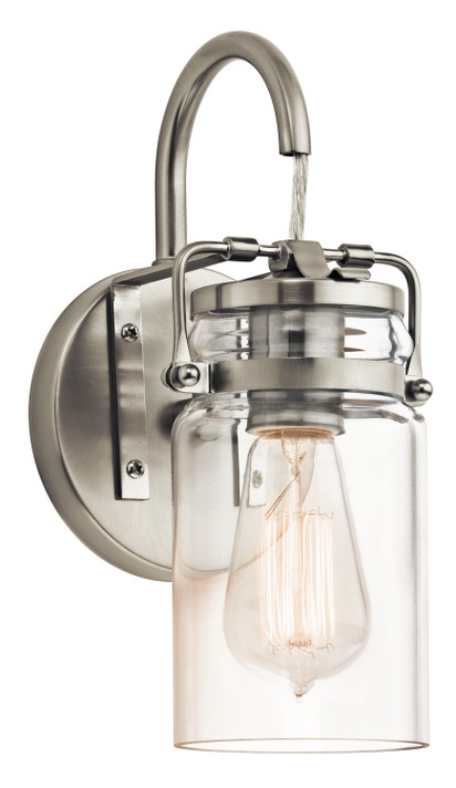 Sconces Single Glass by Kichler ( 12 | 45576NI Brinley ) 