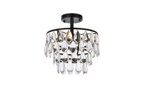 Semi-Flush Mts. Drum Shade by Elegant Lighting ( 173 | 1103F12BK Mila ) 