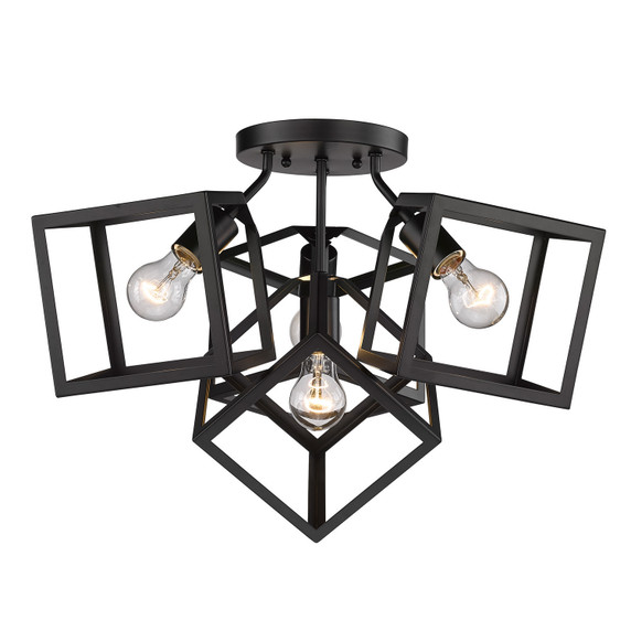 Semi-Flush Mts. Cage by Golden ( 62 | 2086-4SF BLK Cassio ) 