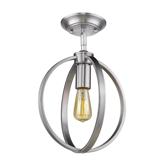 Semi-Flush Mts. Cage by Golden ( 62 | 3167-1SF PW Colson ) 