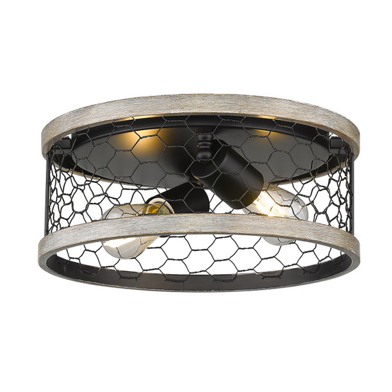 Flush Mounts Cage Style by Golden ( 62 | 3171-FM11 BLK-CW Bailey ) 