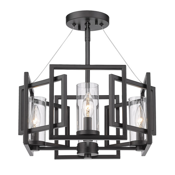 Semi-Flush Mts. Cage by Golden ( 62 | 6068-SF BLK Marco ) 