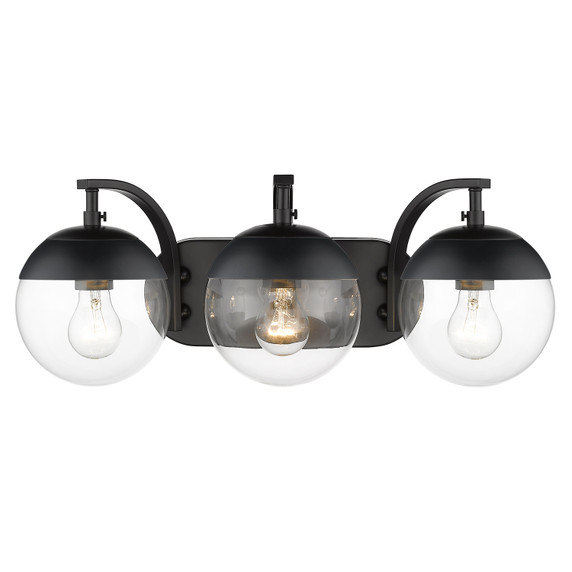 Bathroom Fixtures Three Lights by Golden ( 62 | 3219-BA3 BLK-BLK Dixon ) 