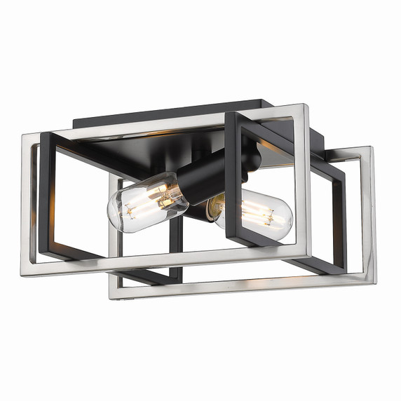 Flush Mounts Cage Style by Golden ( 62 | 6070-FM BLK-PW Tribeca ) 