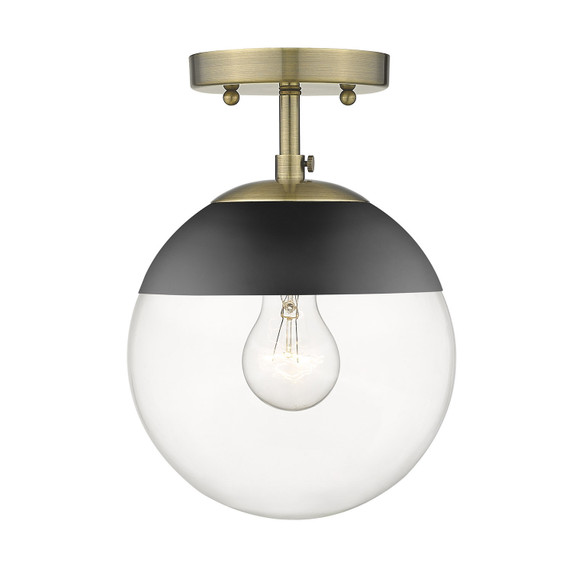 Semi-Flush Mts. Glass Down by Golden ( 62 | 3219-SF AB-BLK Dixon ) 