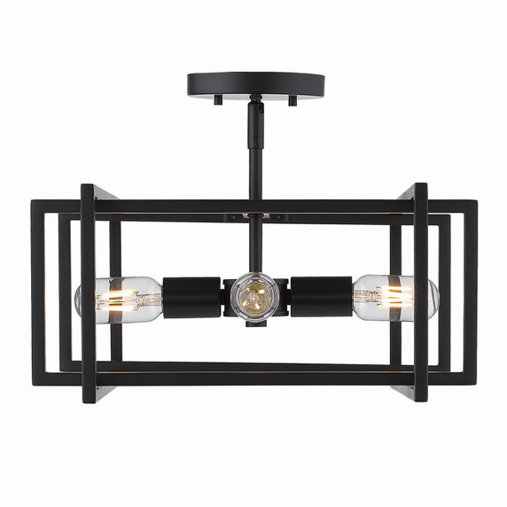 Semi-Flush Mts. Cage by Golden ( 62 | 6070-SF BLK-BLK Tribeca ) 