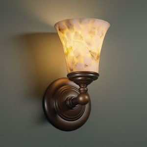 Sconces Single Glass by Justice Designs ( 102 | ALR-8521-20-DBRZ Alabaster Rocks ) 