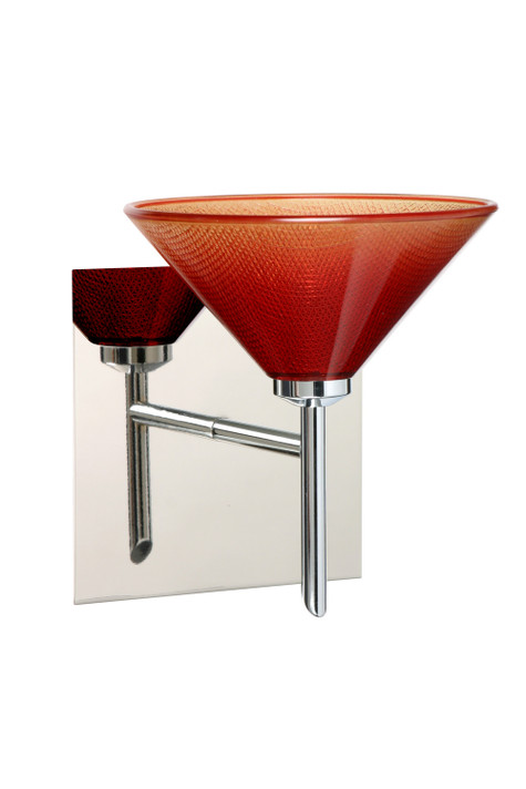 Sconces Single Glass by Besa ( 74 | 1SW-117681-CR-SQ Kona ) 