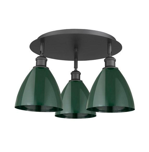 Flush Mounts Metal Shade by Innovations ( 405 | 516-3C-BK-MBD-75-GR Ballston ) 