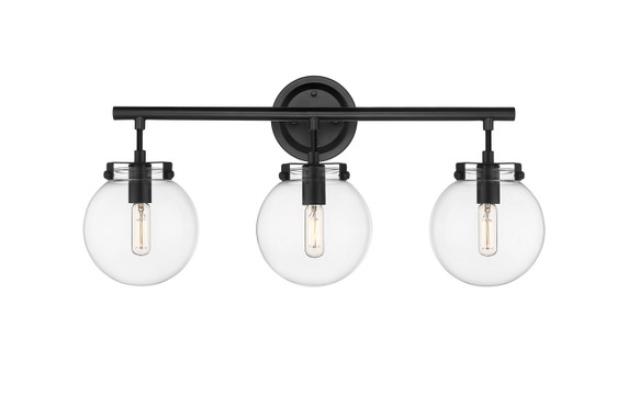 Bathroom Fixtures Three Lights by Innovations ( 405 | 351-3W-BK-CL-LED Auralume ) 