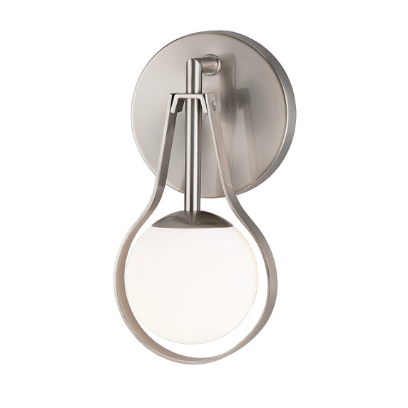Sconces Single Glass by Justice Designs ( 102 | FSN-4231-OPAL-NCKL Fusion ) 