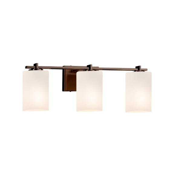Bathroom Fixtures Three Lights by Justice Designs ( 102 | FSN-8443-10-OPAL-DBRZ Fusion ) 
