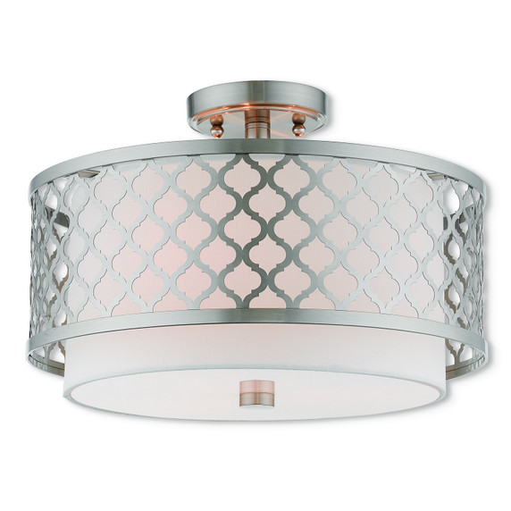 Semi-Flush Mts. Drum Shade by Livex Lighting ( 107 | 41108-91 Arabesque ) 