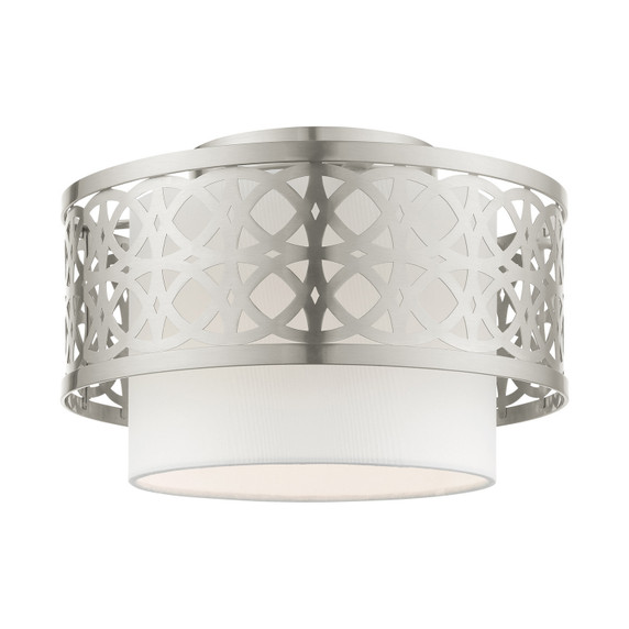 Semi-Flush Mts. Drum Shade by Livex Lighting ( 107 | 49862-91 Calinda ) 