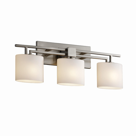 Bathroom Fixtures Three Lights by Justice Designs ( 102 | FSN-8703-30-OPAL-NCKL-LED3-2100 Fusion ) 
