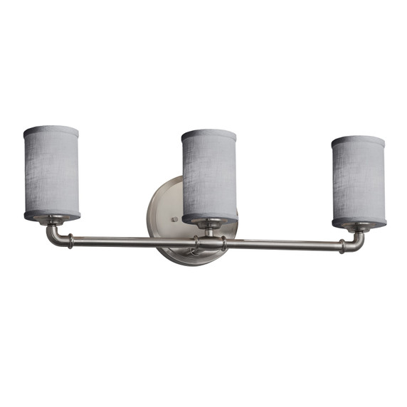 Bathroom Fixtures Three Lights by Justice Designs ( 102 | FAB-8463-10-GRAY-NCKL Textile ) 