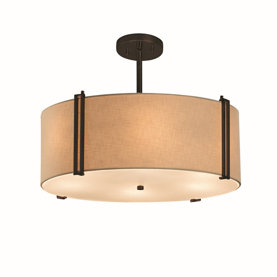 Pendants Drum Shade by Justice Designs ( 102 | FAB-9511-CREM-DBRZ Textile ) 