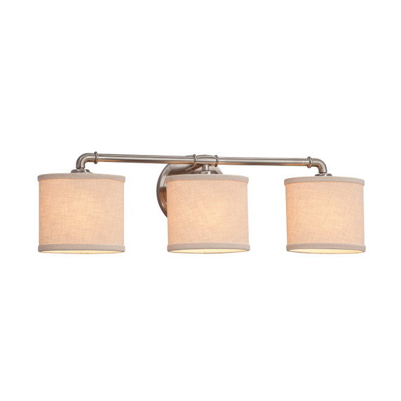 Bathroom Fixtures Three Lights by Justice Designs ( 102 | FAB-8463-30-CREM-NCKL-LED3-2100 Textile ) 