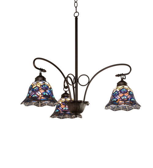 Mid. Chandeliers Glass Down by Meyda Tiffany ( 57 | 110685 Tiffany Peacock Feather ) 