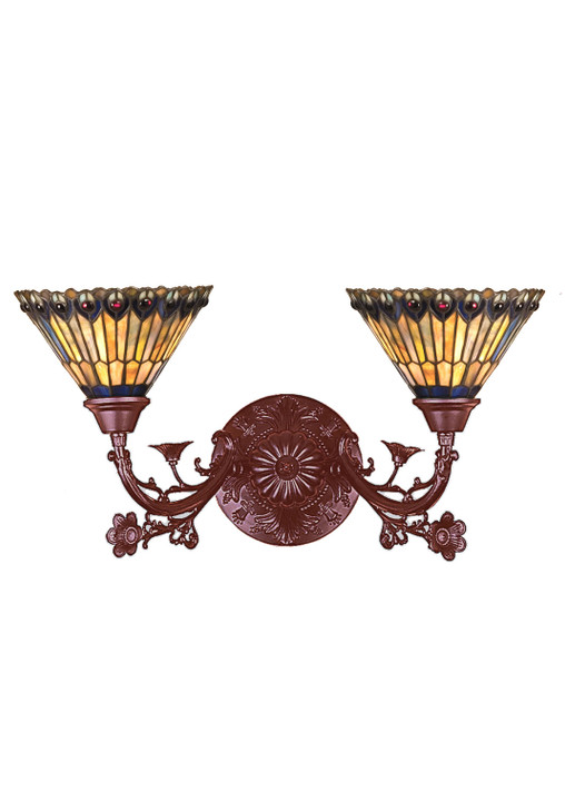 Sconces Double Glass by Meyda Tiffany ( 57 | 31971 Tiffany Jeweled Peacock ) 