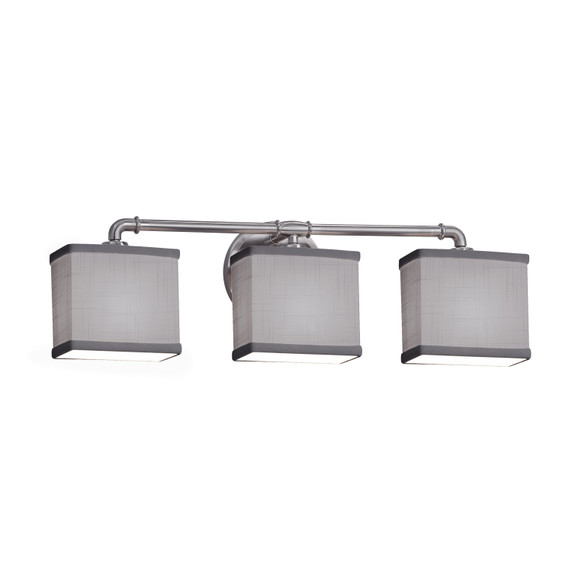 Bathroom Fixtures Three Lights by Justice Designs ( 102 | FAB-8463-55-GRAY-NCKL Textile ) 