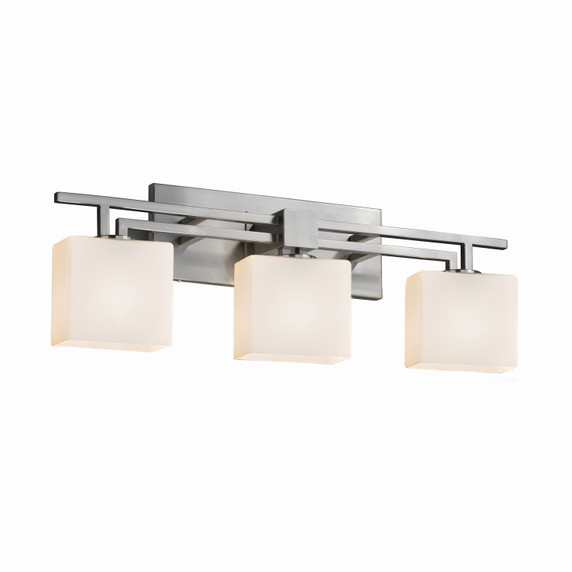 Bathroom Fixtures Three Lights by Justice Designs ( 102 | FSN-8703-55-OPAL-NCKL Fusion ) 