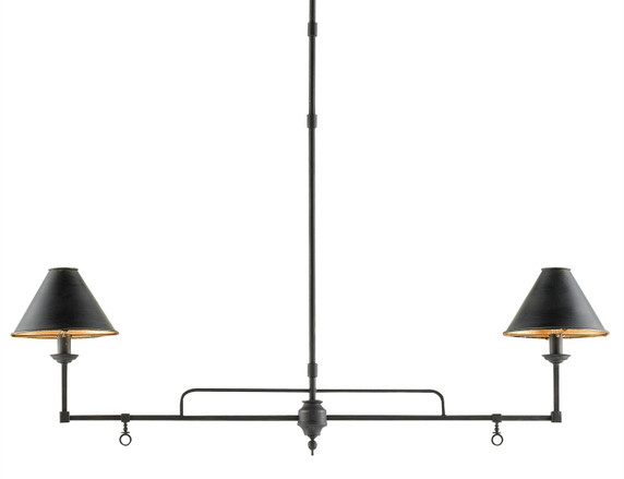 Linear/Island 2 Light Bar by Currey and Company ( 142 | 9000-0114 Prosperity Black Rectangular Chandelier ) 