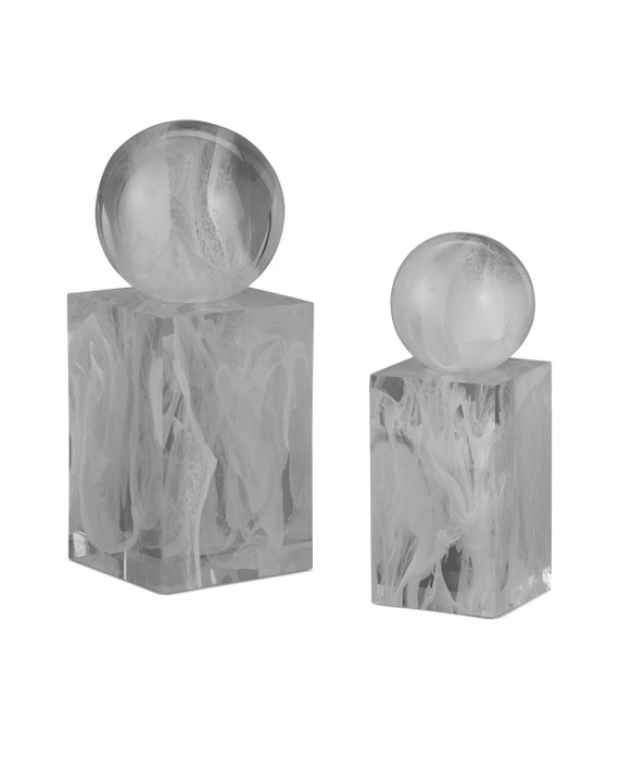 Home Accents Statues/Sculptures by Currey and Company ( 142 | 1200-0908 Nova White Objects Set of 2 ) 