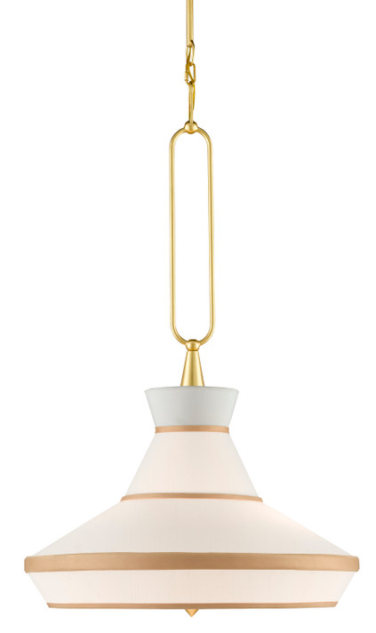 Pendants Glass Down by Currey and Company ( 142 | 9000-0770 Perth Gold & White Pendant ) 