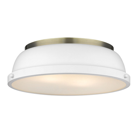 Flush Mounts Metal Shade by Golden ( 62 | 3602-14 AB-WHT Duncan ) 