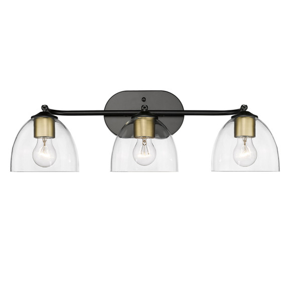 Bathroom Fixtures Three Lights by Golden ( 62 | 6958-3SF BLK-BCB-CLR Roxie ) 