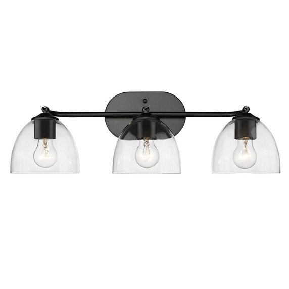Bathroom Fixtures Three Lights by Golden ( 62 | 6958-3SF BLK-BLK-CLR Roxie ) 