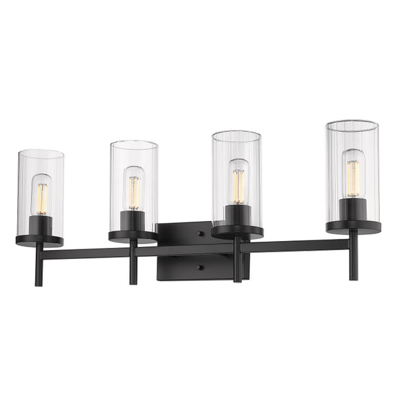 Bathroom Fixtures Four Lights by Golden ( 62 | 7011-BA4 BLK-CLR Winslett ) 