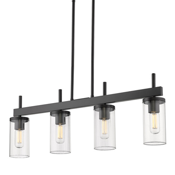 Linear/Island 4 Light + by Golden ( 62 | 7011-LP BLK-CLR Winslett ) 