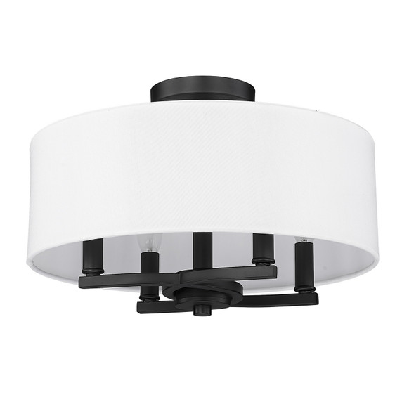 Flush Mounts Drum Shade by Golden ( 62 | 7154-SF BLK-MWS Eliana ) 