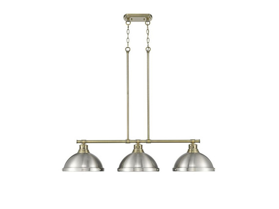 Linear/Island 3 Light Bar by Golden ( 62 | 3602-3LP AB-PW Duncan ) 