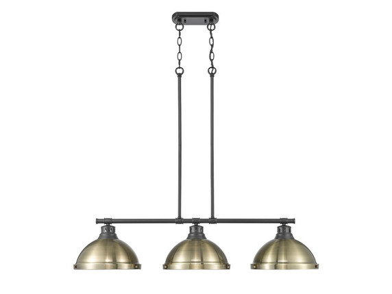 Linear/Island 3 Light Bar by Golden ( 62 | 3602-3LP BLK-AB Duncan ) 