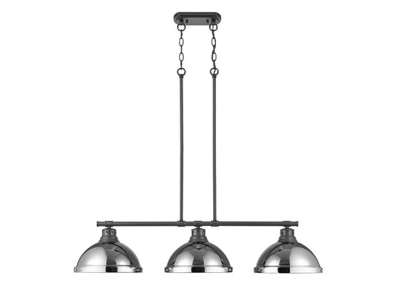 Linear/Island 3 Light Bar by Golden ( 62 | 3602-3LP BLK-CH Duncan ) 