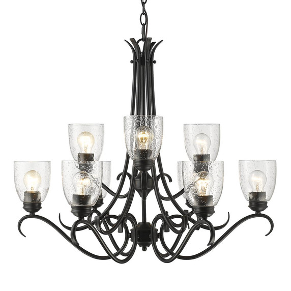 Mid. Chandeliers Glass Up by Golden ( 62 | 8001-9 BLK-SD Parrish ) 