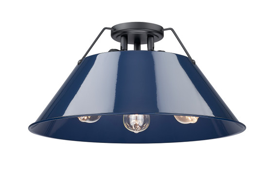 Flush Mounts Metal Shade by Golden ( 62 | 3306-3FM BLK-NVY Orwell ) 