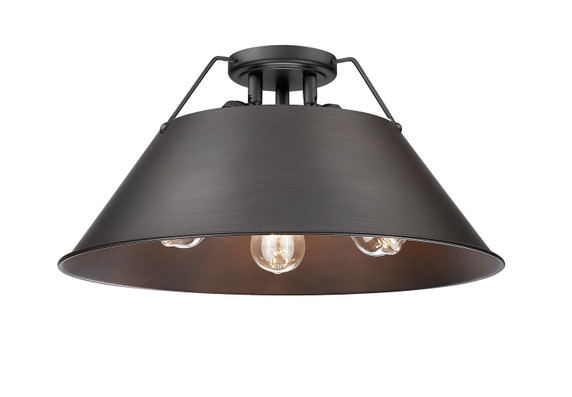 Flush Mounts Metal Shade by Golden ( 62 | 3306-3FM BLK-RBZ Orwell ) 