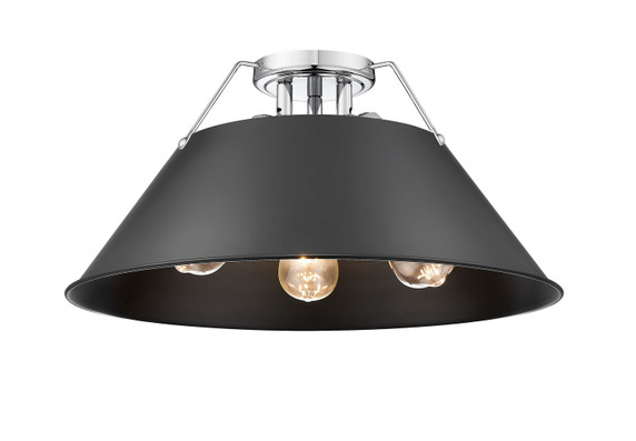 Flush Mounts Metal Shade by Golden ( 62 | 3306-3FM CH-BLK Orwell ) 