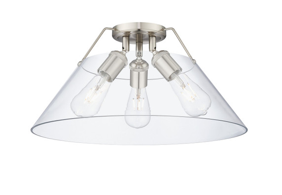 Flush Mounts Glass Down by Golden ( 62 | 3306-3FM PW-CLR Orwell ) 