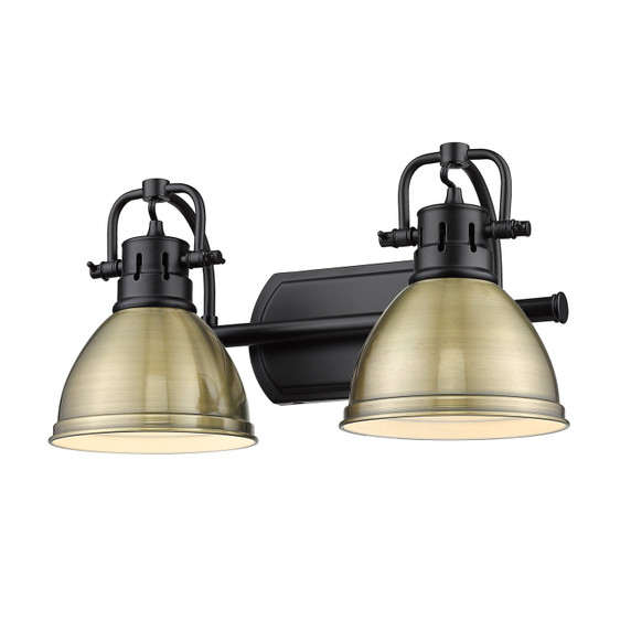 Bathroom Fixtures Two Lights by Golden ( 62 | 3602-BA2 BLK-AB Duncan ) 