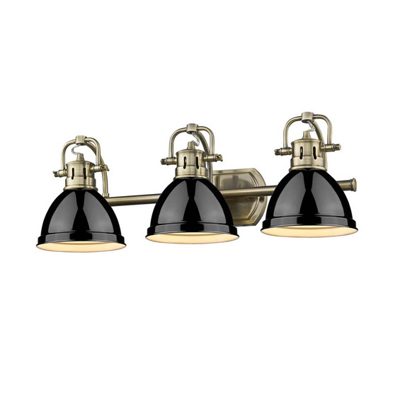Bathroom Fixtures Three Lights by Golden ( 62 | 3602-BA3 AB-BK Duncan ) 
