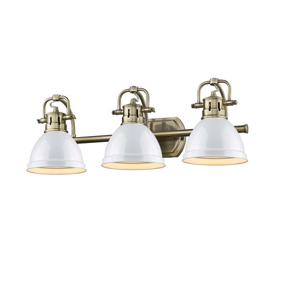 Bathroom Fixtures Three Lights by Golden ( 62 | 3602-BA3 AB-WH Duncan ) 