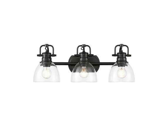 Bathroom Fixtures Three Lights by Golden ( 62 | 3602-BA3 BLK-CLR Duncan ) 