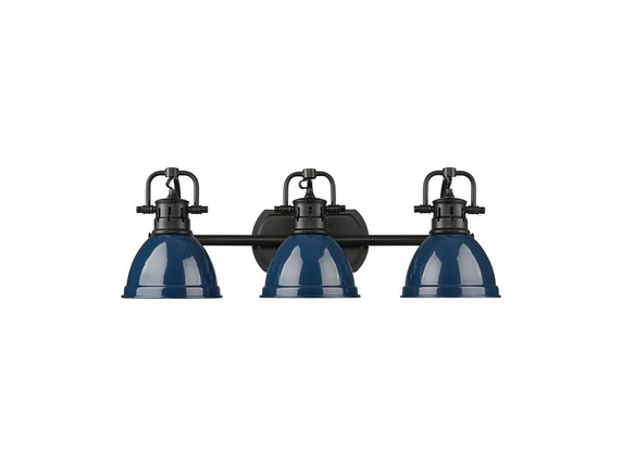 Bathroom Fixtures Three Lights by Golden ( 62 | 3602-BA3 BLK-NVY Duncan ) 